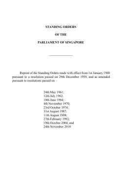 STANDING ORDERS OF THE PARLIAMENT OF SINGAPORE