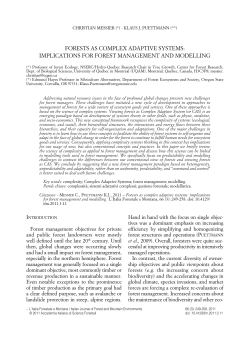 FORESTS AS COMPLEX ADAPTIVE SYSTEMS: IMPLICATIONS