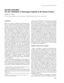 INVITED EDITORIAL The Size Distribution of Homozygous