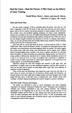 Heal the Voice-Heal the Person: A Pilot Study on the Effects of Voice
