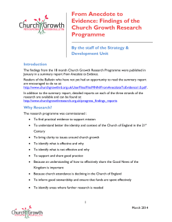 From Anecdote to Evidence - Church Growth Research