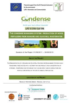 Newsletter I - LIFE+CONDENSE Project