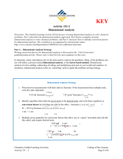 Activity 151-2 Dimensional Analysis