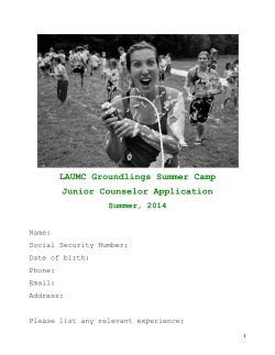LAUMC Groundlings Summer Camp Junior Counselor Application