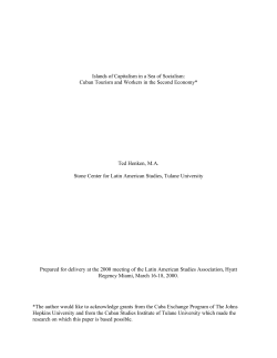Islands of Capitalism in a Sea of Socialism: Cuban Tourism and