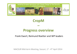 CropM Progress overview