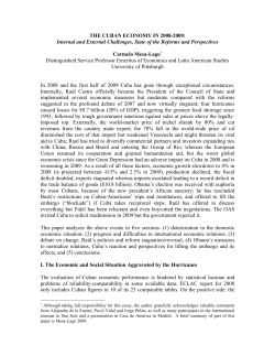 THE CUBAN ECONOMY IN 2008-2009: Internal and External
