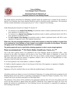Petition Article for Town Meeting Warrant