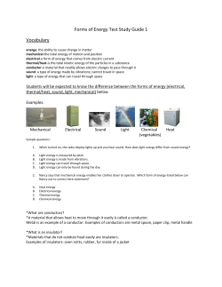 Forms of Energy Test Study Guide 1 Vocabulary