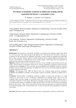 Prevalence of metabolic syndrome in adolescents of India and the