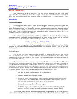 Experiment 4 Stoichiometry : Limiting Reagents