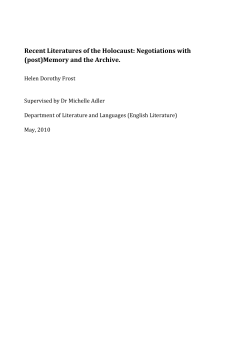 Recent literatures of the Holocaust: Negotiations with (post)Memory