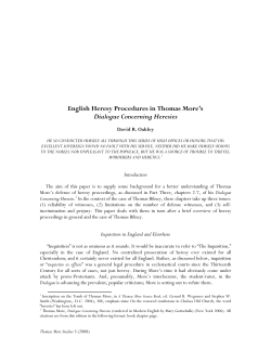 English Heresy Procedures in Thomas More`s Dialogue Concerning