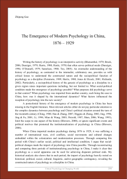 The Emergence of Modern Psychology in China