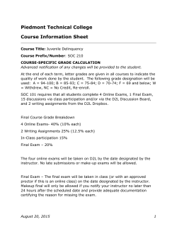 Piedmont Technical College Course Information Sheet