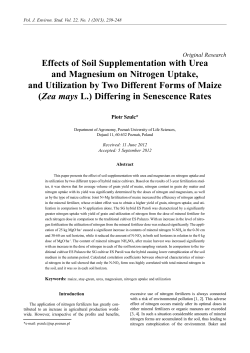 Effects of Soil Supplementation with Urea and Magnesium on
