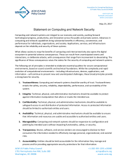 Statement on Computing and Network Security