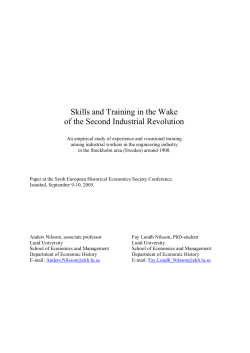 Skills and Training in the Wake of the Second Industrial Revolution