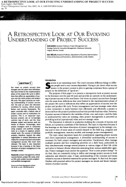 2005 PMJ retrospective project success