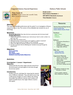 Integrated Science Assured Experience Danbury Public Schools