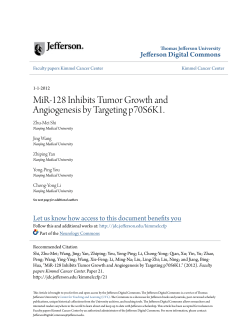MiR-128 Inhibits Tumor Growth and Angiogenesis by Targeting