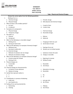Chemistry Worksheet