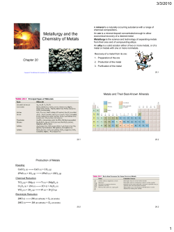 Metallurgy and the Chemistry of Metals