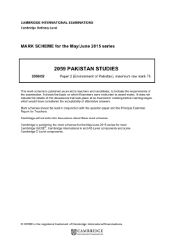 2059 PAKISTAN STUDIES - Cambridge International Examinations