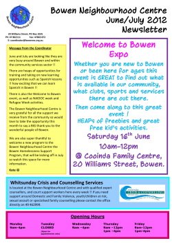 Bowen Neighbourhood Centre Newsletter