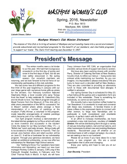 Spring 2016 - Mashpee Women`s Club