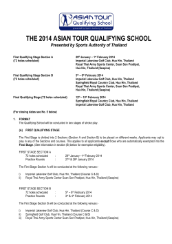 THE 2014 ASIAN TOUR QUALIFYING SCHOOL