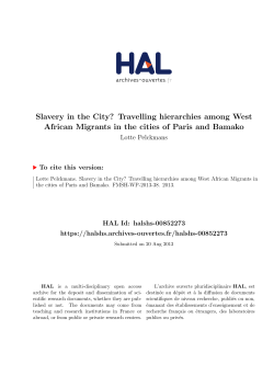 Slavery in the City? Travelling hierarchies among West - Hal-SHS