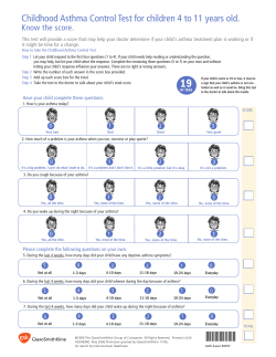 Asthma Control Test for Ages 4 to 11 Years Old