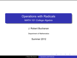 Operations with Radicals - MATH 101 College Algebra