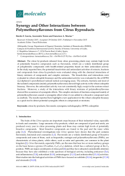 Synergy and Other Interactions between Polymethoxyflavones from