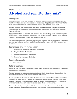 CALM Lesson3: Alcohol and sex: Do they mix?
