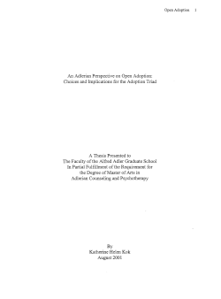 An Adlerian Perspective on Open Adoption: Choices and