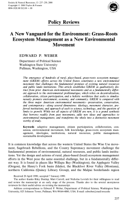 A New Vanguard for the Environment: Grass-Roots