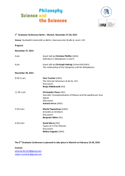 1st Graduate Conference Berlin &ndash; Munich, November 27