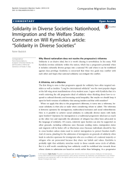 Solidarity in Diverse Societies: Nationhood, Immigration and the