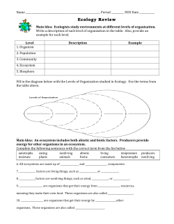 Ecology Review Worksheet 1