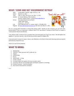 Lord, did you call? - Salesian Sisters of St. John Bosco