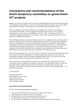 Conclusions and Recommendations of the Dutch temporary