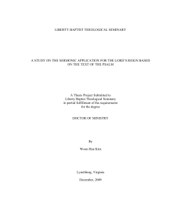 A Study on the Sermonic Application for the Lord`s Reign Based on