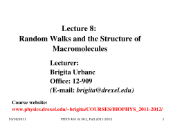 Lecture 8: Random Walks and the Structure of Macromolecules