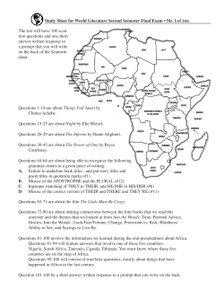 Study Sheet for World Literature Second Semester Final Exam &bull; Ms