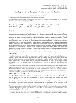 The Superiority or Integrity of Natural Law for Our Time