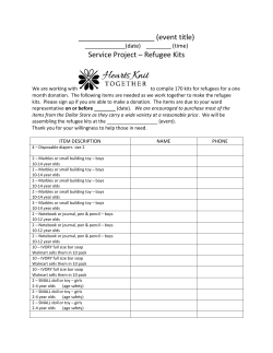 Service Project &ndash; Refugee Kits