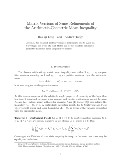 Matrix Versions of Some Refinements of the Arithmetic