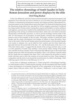 The relative chronology of tomb fa&ccedil;ades in Early Roman Jerusalem